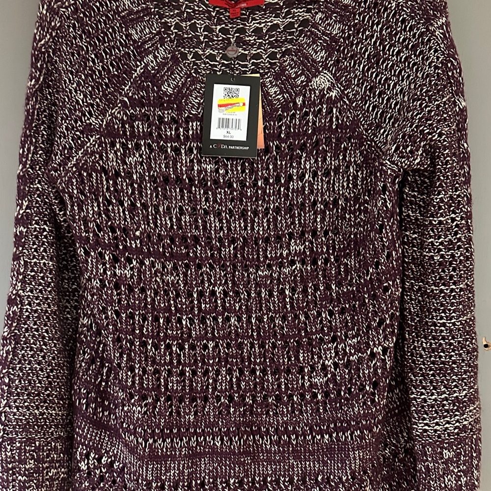 Narciso Rodriguez Marled Knit Sweater – Burgundy & White Textured Pullover | NWT - Picture 6 of 10